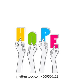 hope word hold in hand concept design vector