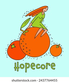 Hopecore aesthetic, philosophy based on hope and humanity. Looking for the bright side in any situation. Motivational trend. Beautiful design. Encouraging viewpoint. Bright side. Vector illustration