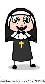 Hopeful - Cartoon Nun Lady Vector Illustration﻿