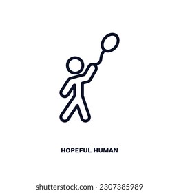 hopeful human icon. Thin line hopeful human icon from feeling and reaction collection. Outline vector isolated on white background. Editable hopeful human symbol can be used web and mobile