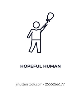 hopeful human outline icon. Linear vector from feelings concept. Thin line hopeful human icon isolated on white background