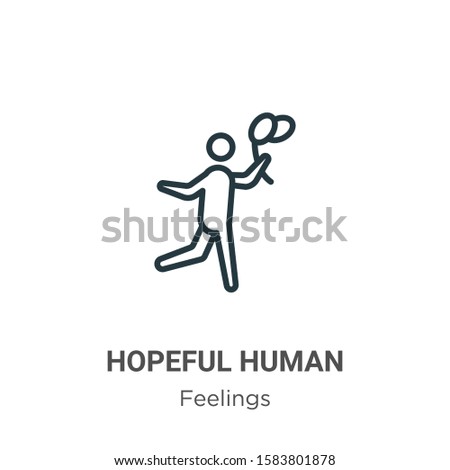 Hopeful human outline vector icon. Thin line black hopeful human icon, flat vector simple element illustration from editable feelings concept isolated on white background