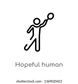 hopeful human vector line icon. Simple element illustration. hopeful human outline icon from feelings concept. Can be used for web and mobile
