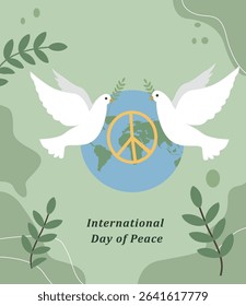  Hopeful International Day of Peace Illustration with Doves and Rainbow