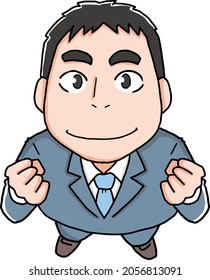 Hopeful male office worker looking up