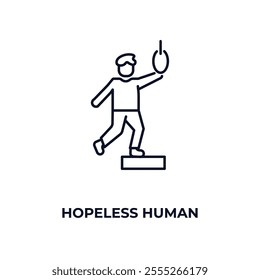 hopeless human outline icon. Linear vector from feelings concept. Thin line hopeless human icon isolated on white background