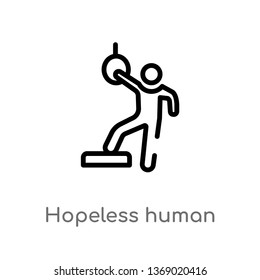 hopeless human vector line icon. Simple element illustration. hopeless human outline icon from feelings concept. Can be used for web and mobile