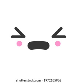 Hopeless kawaii cute emotion face, emoticon vector icon. Emoji character cartoon design
