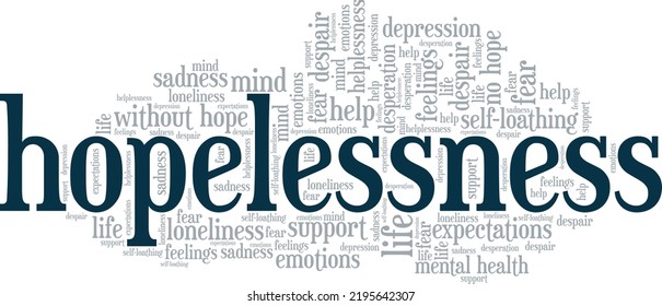 Hopelessness word cloud conceptual design isolated on white background.