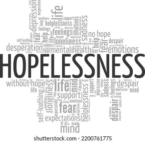 Hopelessness word cloud conceptual design isolated on white background.