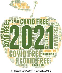 Hopes for healthy and Covid free 2021 word cloud isolated on a white background