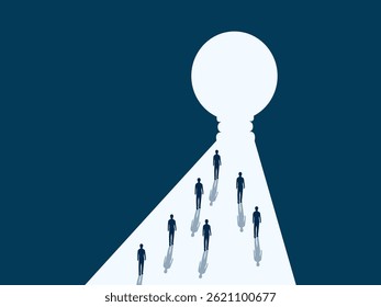 Hope,Success ,Business group walk towards light bulb