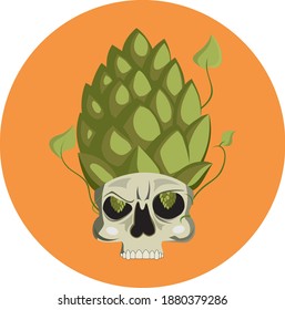Hop-Head: Skull image with hops