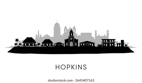 Hopkins Belize Silhueta Skyline Preto Vetor.