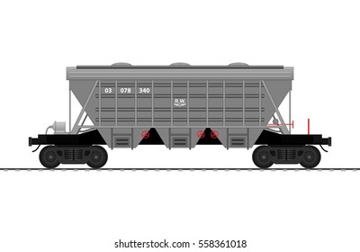 Hopper car. Cargo train cars. Railway carriage. vector.