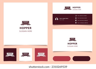 Hopper logo design with editable slogan. Branding book and business card template.
