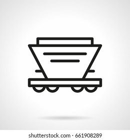 Hopper rail-car for transportation. Black simple line vector icon