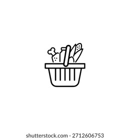 Diseño plano del Vector del icono de la cesta de compras.
