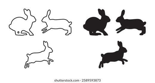 Hopping Rabbit Outline - Crisp and Clear Running Rabbit Vector
