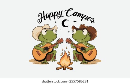 Hoppy Camper, Ready To Print Camping Vector T Shirt Design Template, Wall Art, Mug, Sticker, Banner, Tee, Hoodie, Printable, Illustration