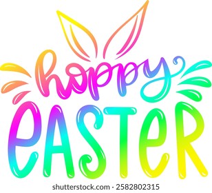 hoppy easter rainbow colorful bright vibrant graphic design quote