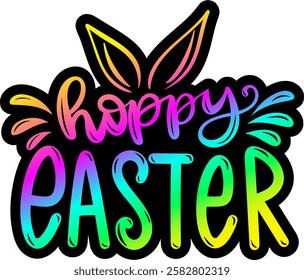 hoppy easter rainbow colorful bright vibrant graphic design quote