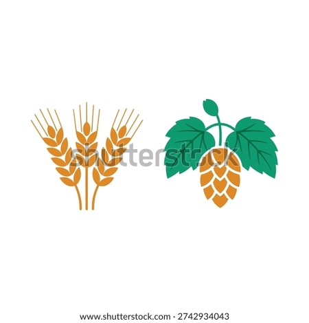 Hops and barley ingredient set for craft beer event, brewing table, recipe formulation session, aroma hop selection panel, malt tasting
