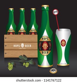hops beer Packaging product label and logo graphic template