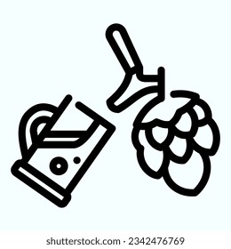 Muestra el icono de la línea de la barra de cerveza. Ilustración vectorial de cerveza de artesanía aislada en blanco. Cerveza hecha a partir del estilo de contorno de lúpulo diseñado para y aplicación. Eps 10.