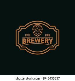 Hops Craft Beer Ale Brewery With Kegs Label logo design inspiration