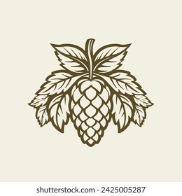 Hops Emblem Icon Logo, Vector illustration, Beer Company Logo