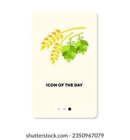 Sujeta flores y orejas de un icono plano de trigo. Signo vertical o ilustración vectorial de ramas vegetales o elemento ingrediente. Naturaleza, flora, concepto de decoración para diseño web y aplicaciones