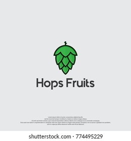 Hops Fruits Logo Illustration Template. Hops Icon Vector.