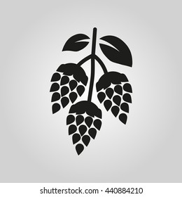 Hops icon. Beer and hop symbol. UI. Web. Logo. Sign. Flat design. App.Stock vector