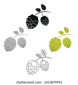 Hops icon in cartoon,black style isolated on white background. Oktoberfest symbol stock vector illustration.