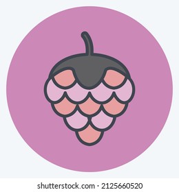 Hops Icon in trendy color mate style isolated on soft blue background