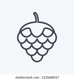 Hops Icon in trendy line style isolated on soft blue background