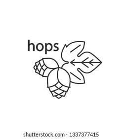 Hops and leaf. A simple icon. Vector outline drawing for a brewery, beer, cosmetics.