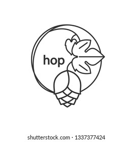 Hops and leaf. A simple icon. Vector outline drawing for a brewery, beer, cosmetics.