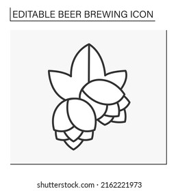  Hops Line Icon. Flowers, Or Cones, Are Components Of A Beer Aroma And Flavor. Alcohol. Beer Brewing Concept. Isolated Vector Illustration. Editable Stroke