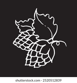 Hops linear icon illustration on black background