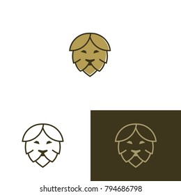 Hops and lion head vector illustration