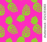 Hops Pattern green on pink background