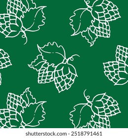 Hops Pattern white linear on green