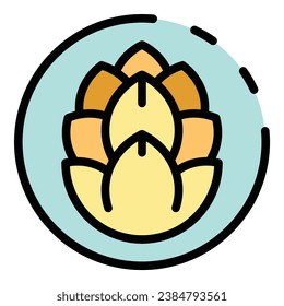 Hops plant icon outline vector. Beer hop. Malt cone color flat