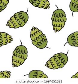 hops seamless doodle pattern, vector illustration