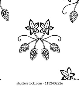 Hops seamless pattern. Hop bush seamless pattern.