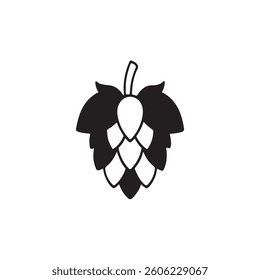 Hops silhouette icon vector flat design on white background.