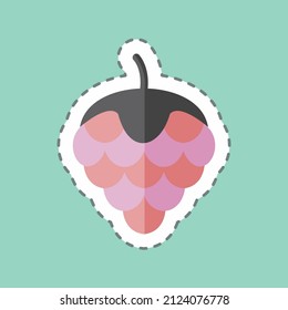 Hops Sticker in trendy line cut isolated on blue background