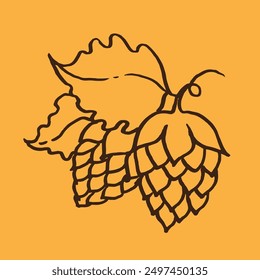 Hops vector icon linear illustration on yellow